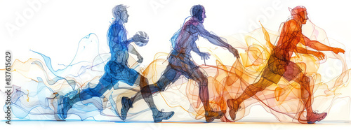 Olympic Sports. Handball. One line drawing on white background.generative ai