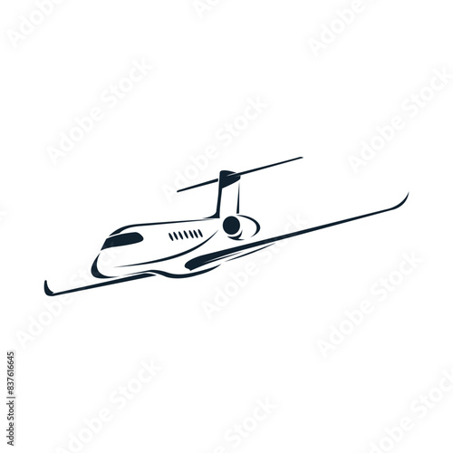 Executive light class business jet plane flying