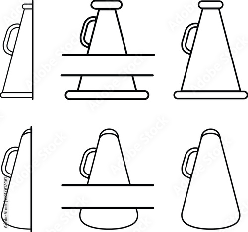 Set of Cheerleading Linear icons. Contour symbols. Megaphone, pom-poms. Sport team support group. Customizable illustration Vectors collection with editable stock isolated on transparent background.