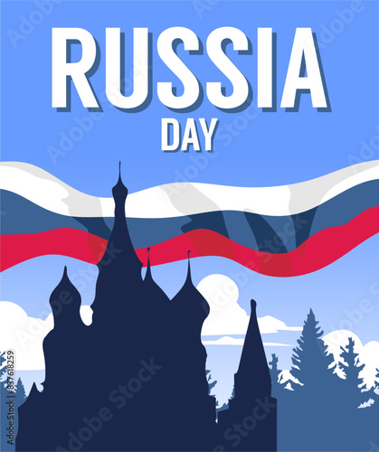 happy russia day with russian flag
