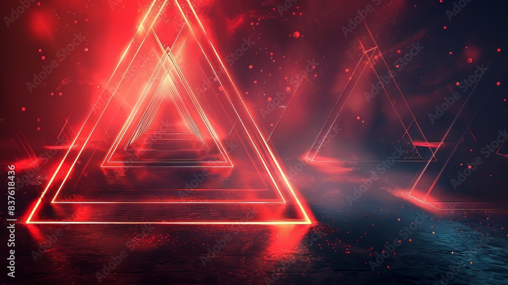 Red Lights Triangles Background Red Lights Triangles Background