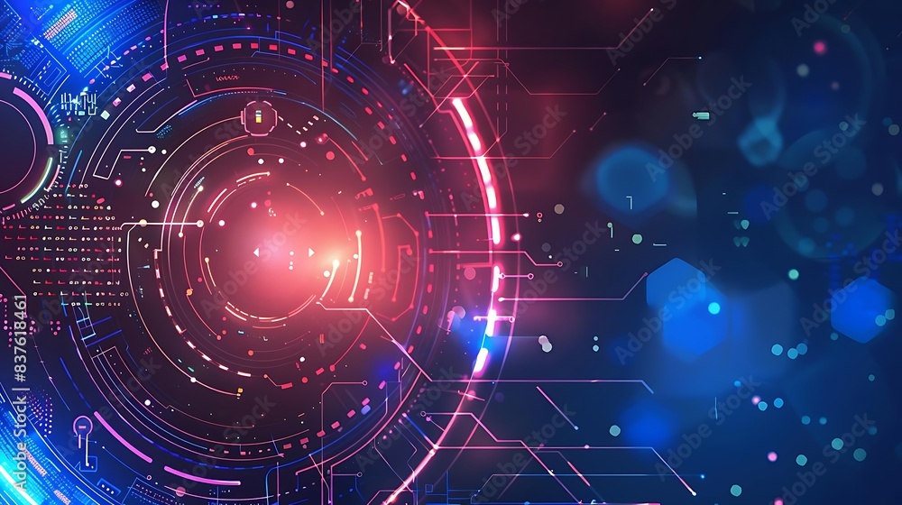 Fototapeta premium a futuristic background featuring a blue circle and a blue wall