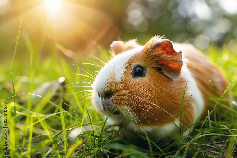 A cute guinea pig enjoying a sunny day. A cute guinea pig enjoying a sunny day.