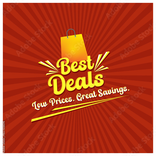 Best Deals Low Prices Great Savings Logo Vector Design. Deals, Discount, Sale, Advertising, Promotional, Marketing