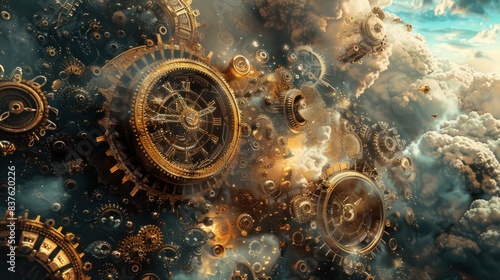 Abstract Steampunk Galaxy Background