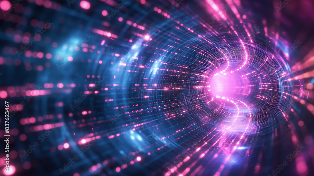 Glowing digital background and moving neon lights Glowing digital background and moving neon lights