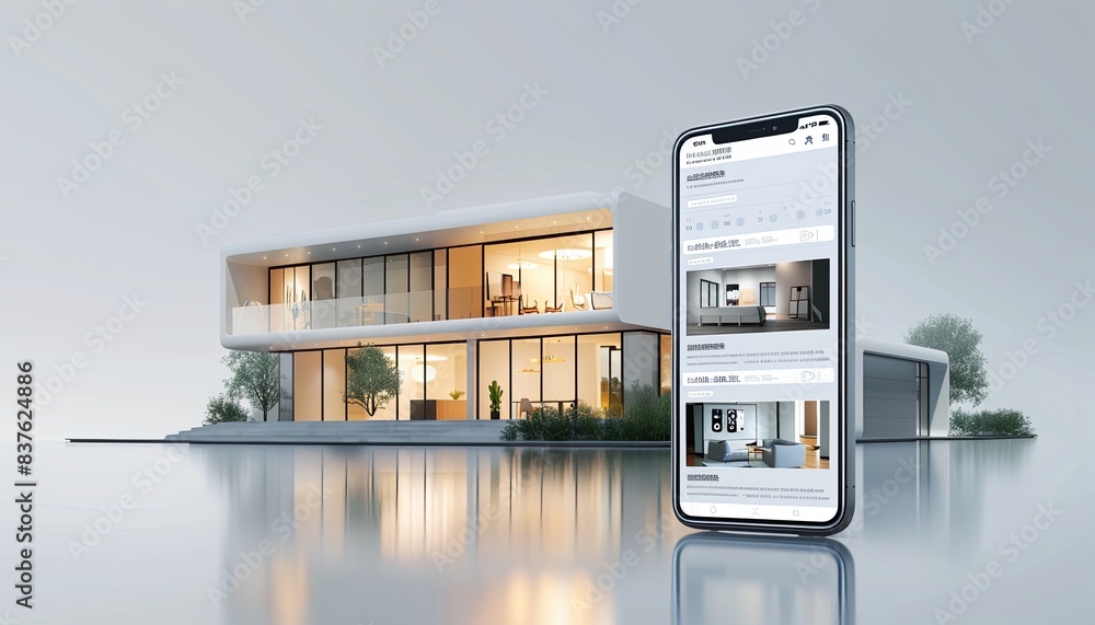 A phone is showing a house on the screen A phone is showing a house on the screen