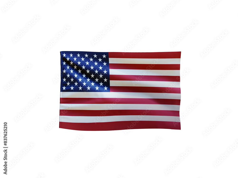 Fototapeta premium America Flag Waving on white background