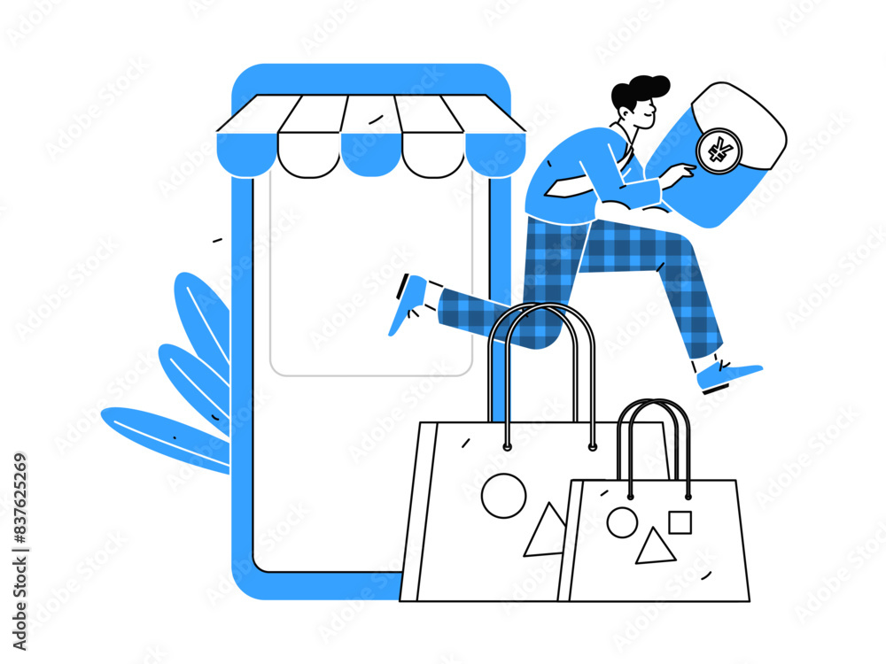 Holiday shopping people doing e-commerce online shopping flat vector concept operation hand drawn illustration
Holiday shopping people doing e-commerce online shopping flat vector concept operation hand drawn illustration