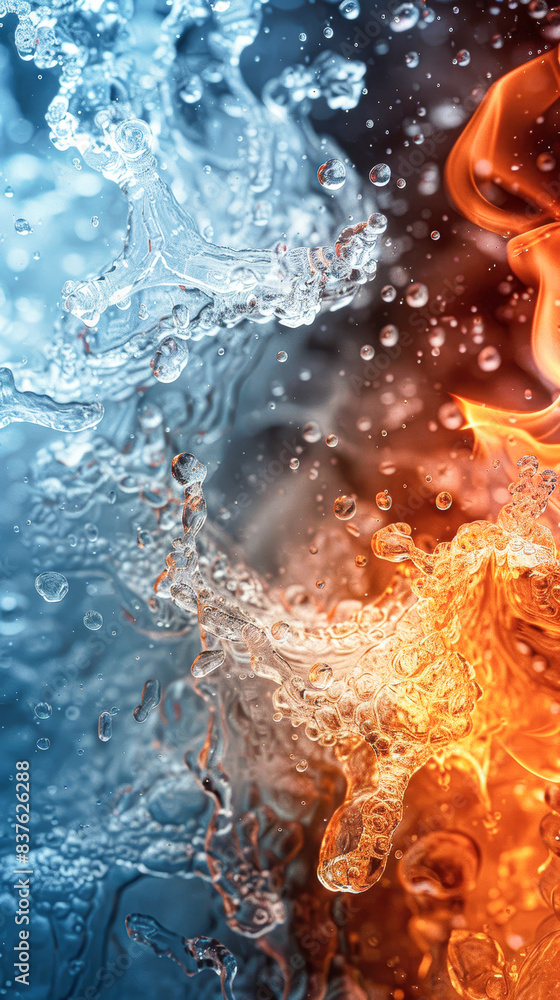 Opposing Elements Visualized Dynamic Fire and Cool Ice Contrasts in Environments Opposing Elements Visualized Dynamic Fire and Cool Ice Contrasts in Environments