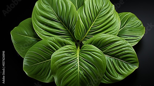 An HD image showcasing the intricate patterns and lush green hues of a green petal leaf isolated on a solid gray background 2  BAN ME 