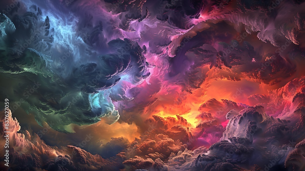 Mystical and Eye-Catching: vivid Colourful Storm Clouds Engulfing the Sky Mystical and Eye-Catching: vivid Colourful Storm Clouds Engulfing the Sky