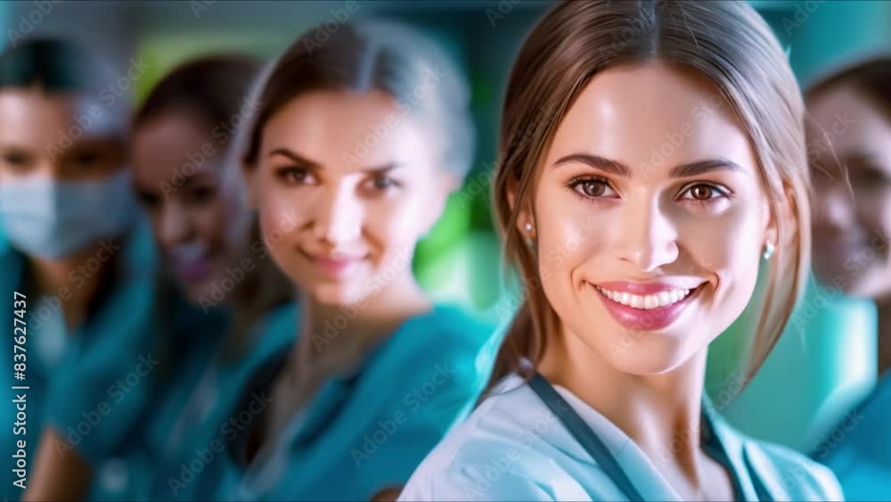 Nurse attending team meeting before beginning a hectic shift. Concept Health Care, Team Meeting, Hectic Shift, Nurse, Medical Profession Nurse attending team meeting before beginning a hectic shift. Concept Health Care, Team Meeting, Hectic Shift, Nurse, Medical Profession