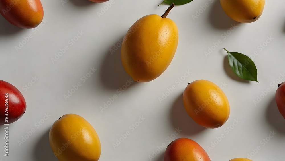 A minimalist composition featuring a whole mango placed against a backdrop of solid white, highlighting its natural beauty ai_generated A minimalist composition featuring a whole mango placed against a backdrop of solid white, highlighting its natural beauty ai_generated