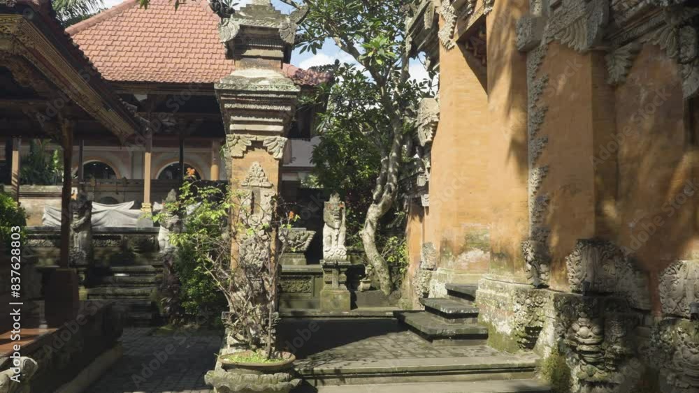 POV Walking Inside Ubud Palace, Officially Puri Saren Agung, Revealing Historical Building Complex Details in Ubud, Gianyar Regency of Bali, Indonesia POV Walking Inside Ubud Palace, Officially Puri Saren Agung, Revealing Historical Building Complex Details in Ubud, Gianyar Regency of Bali, Indonesia