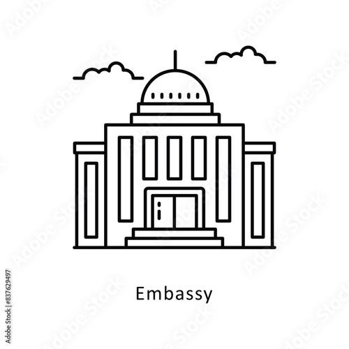 Embassy outline Design illustration. Symbol on White background EPS 10 File