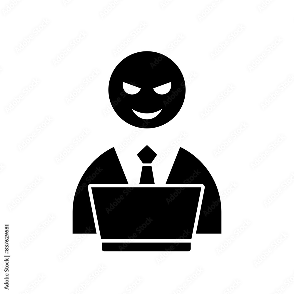 Hacker pictogram icon. Hacker operating a laptop. Hacker pictogram icon. Hacker operating a laptop.