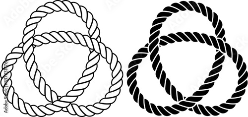 trefoil rope Knot icon set