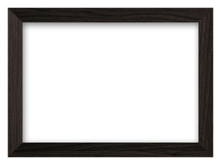 Rectangular picture frame. Old wooden frame, vintage style, with empty space and isolated transparent background with png.