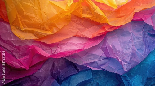 Vibrant Textured Background of Overlapping Colored Tissue Paper with Professional Lighting