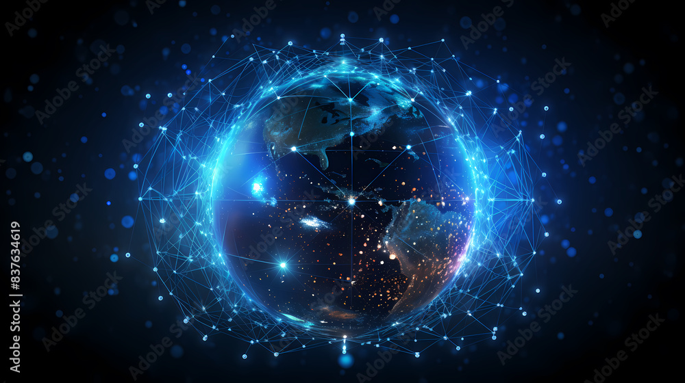 Obraz premium Abstract digital blue globe
