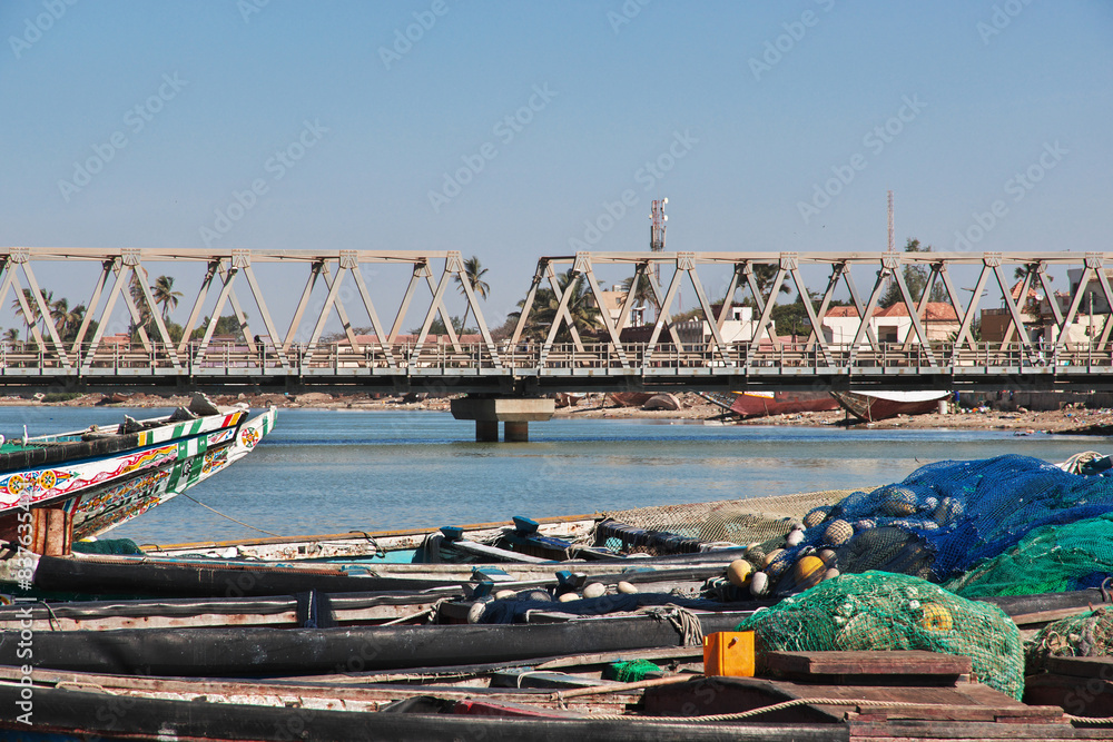 Boats in the river of Saint-Louis, Senegal, West Africa