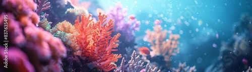 Colorful coral reef underwater  blurred background 