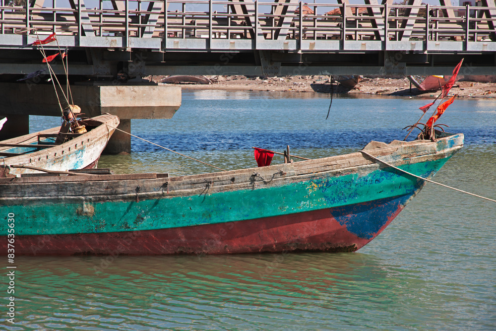 Boats in the river of Saint-Louis, Senegal, West Africa