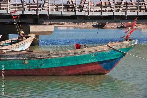 Obraz na płótnie Boats in the river of Saint-Louis, Senegal, West Africa w salonie