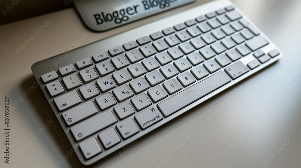 International Bloggers Day Minimalistic Poster Design with Keyboard and Blogger Sign International Bloggers Day Minimalistic Poster Design with Keyboard and Blogger Sign