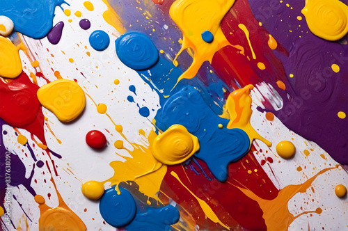 Wallpaper Mural Vibrant Paint Splatters on White Canvas Texture Background Torontodigital.ca