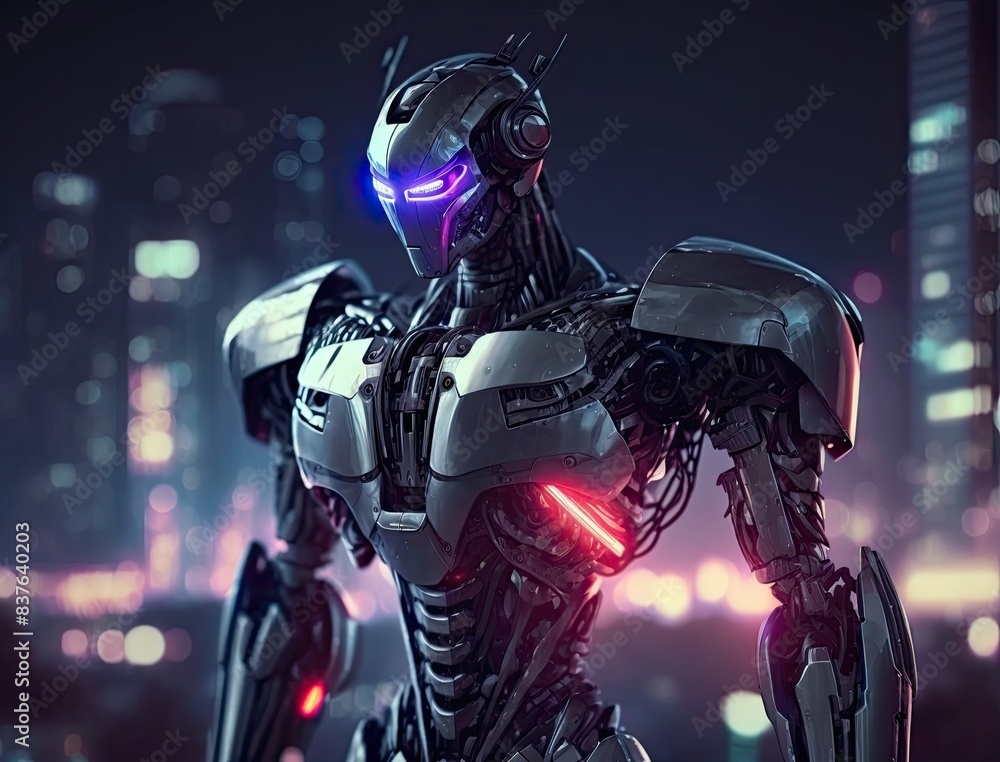 Robot is helpful, cyberpunk, kind of expanding brand, with background of technology and future city. Robot is helpful, cyberpunk, kind of expanding brand, with background of technology and future city.