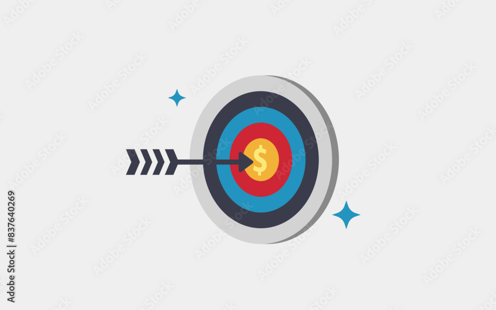 Illustration of arrow board and money, precise target, investment, vector, Illustration of arrow board and money, precise target, investment, vector,