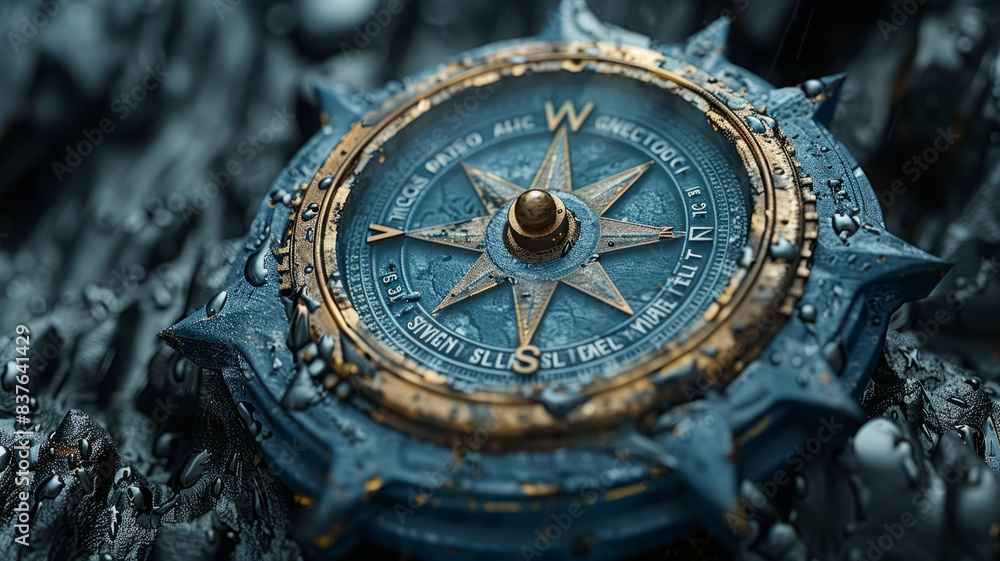 Obraz premium Outdoors Navigation Concept Compass Direction Concept,generative ai