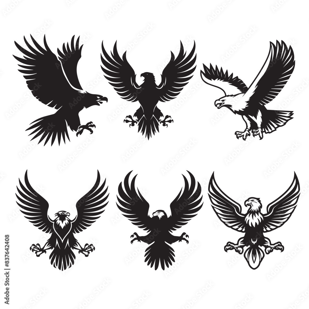Eagle silhouette vector illustration design set Eagle silhouette vector illustration design set