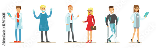Doctor and Medical Staff with Patient Vector Set