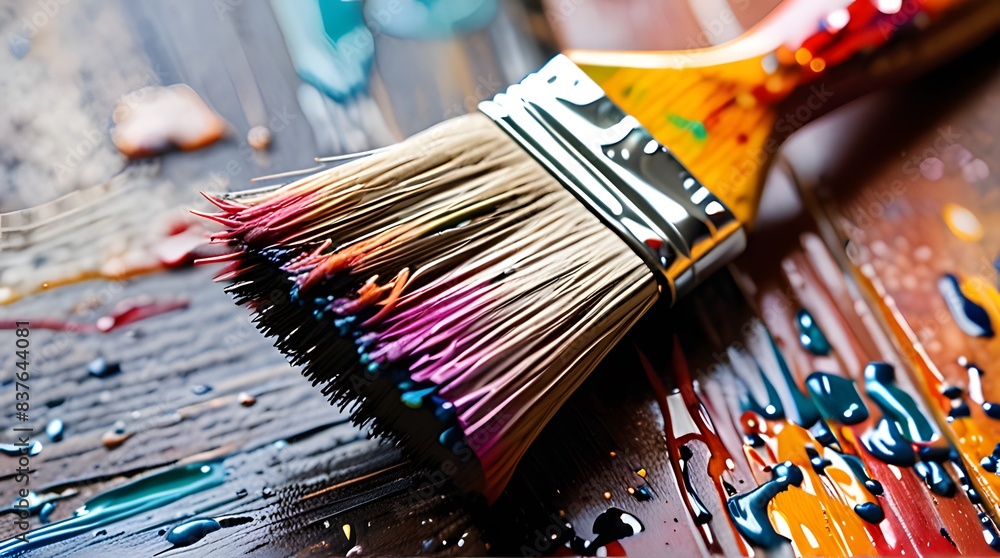 Fototapeta premium A set of brushes and paints for creating art