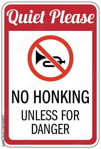 No honking sign unless for danger