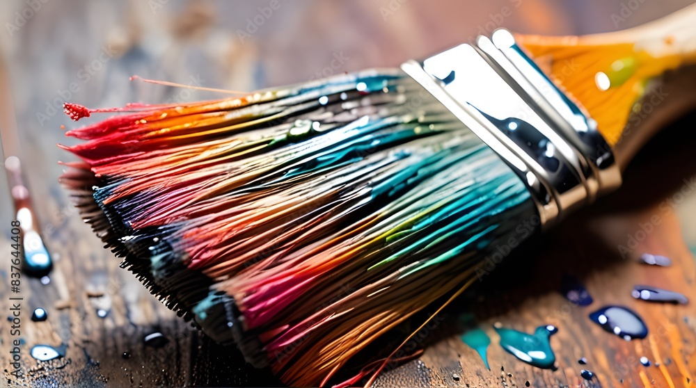 Fototapeta premium A set of brushes and paints for creating art