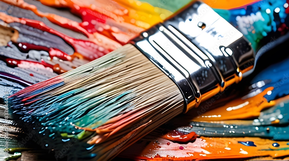 A set of brushes and paints for creating art A set of brushes and paints for creating art