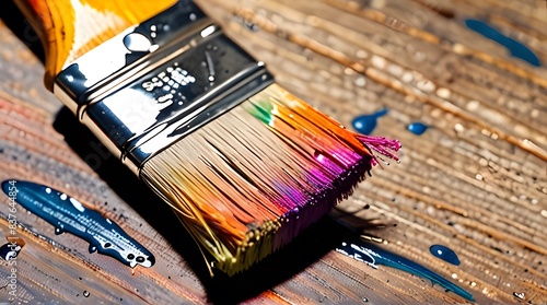 A set of brushes and paints for creating art photo