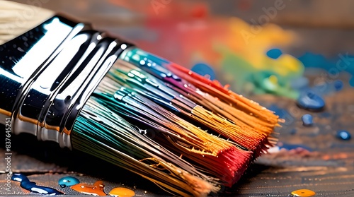 A set of brushes and paints for creating art photo