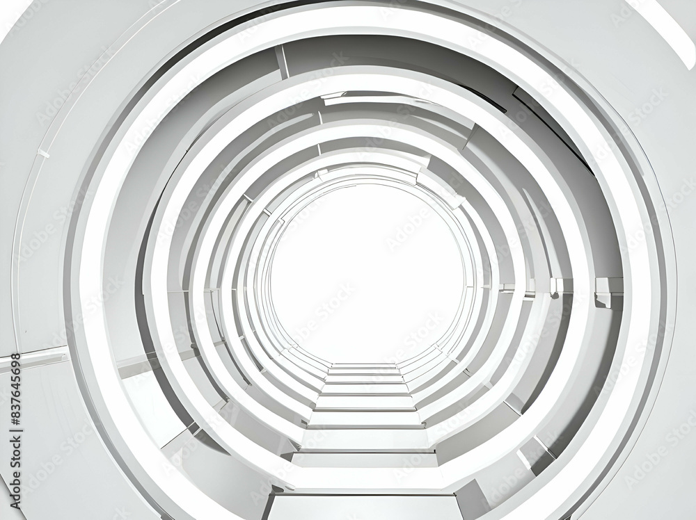 Fototapeta premium Abstract technology round tunnel White metal