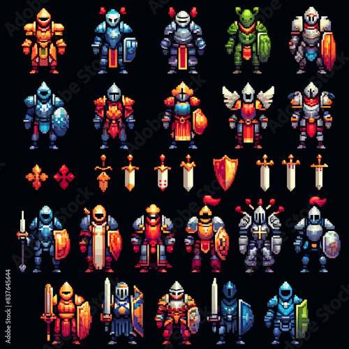 Wallpaper Mural RPG pixel art armors sprite sheet Torontodigital.ca