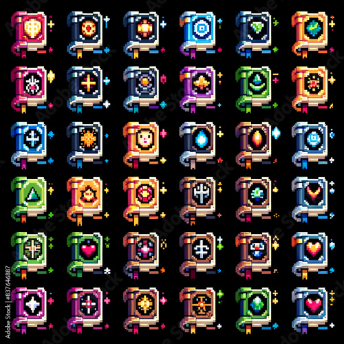 Wallpaper Mural RPG pixel art spellbooks sprite sheet Torontodigital.ca