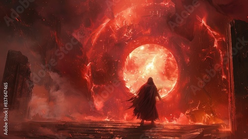 Warlock opening a portal to the nether realm photo