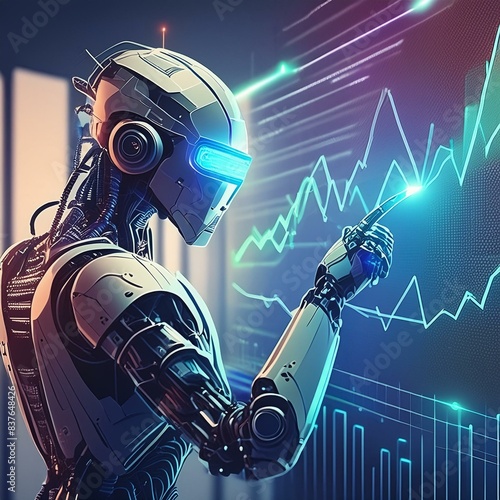 Business Robot Analyzing Chart photo