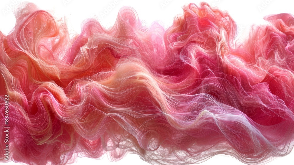 Pink and red waves on white background Bottom shows light reflection Pink and red waves on white background Bottom shows light reflection