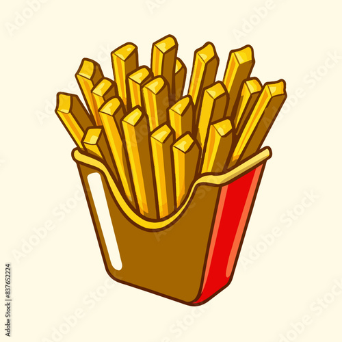 French fries in paper packaging