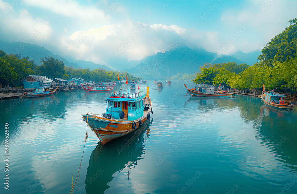 The Beauty of a Tranquil Harbor in Southeast Asia